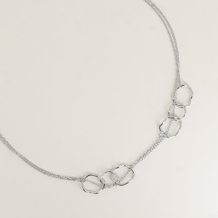 Sautoir / Collier 2 rangs - gros anneaux ronds et ovales, maille forçat
