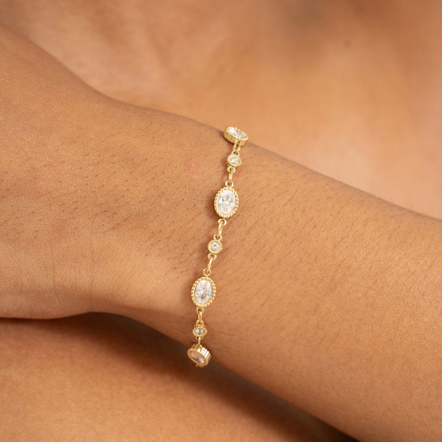 Bracelet - cristaux ronds et ovales