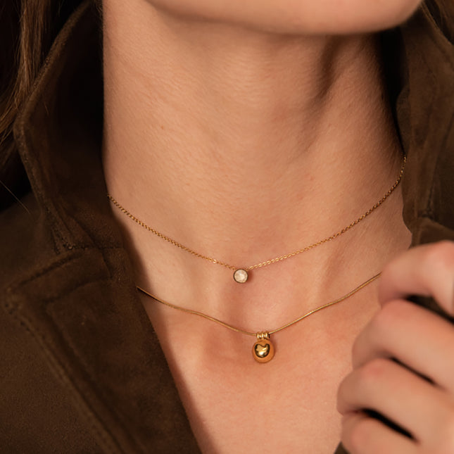 Penelope Necklace - small domed round pendant