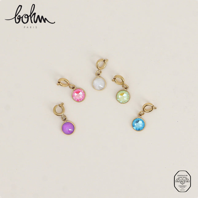 Gold-plated Casper charm - 5 Swarovski® PP20 crystals / natural stones