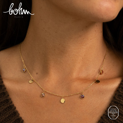 Perla Petit Necklace - round discs, adorned with Swarovski® crystals