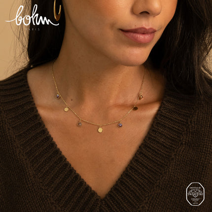 Perla Petit Necklace - round discs, adorned with Swarovski® crystals