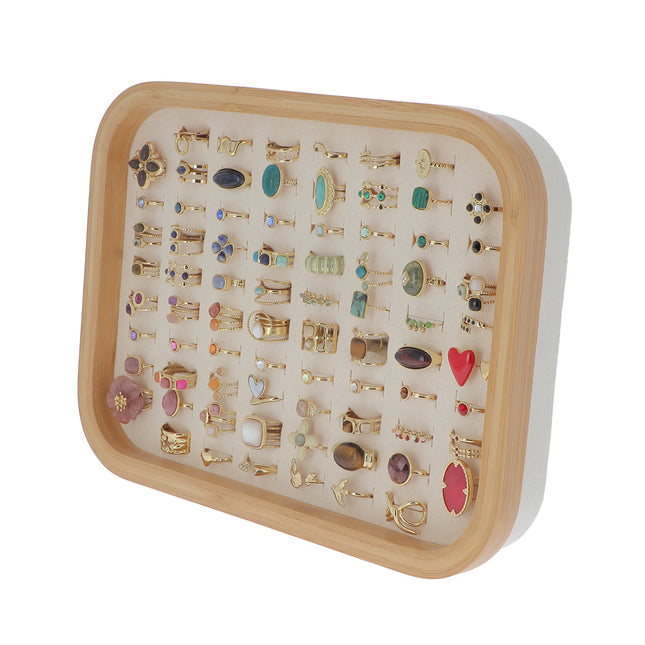 Kit de 76 bagues - doré multi - prix moyen de 4,90€/pc - Présentoir offert