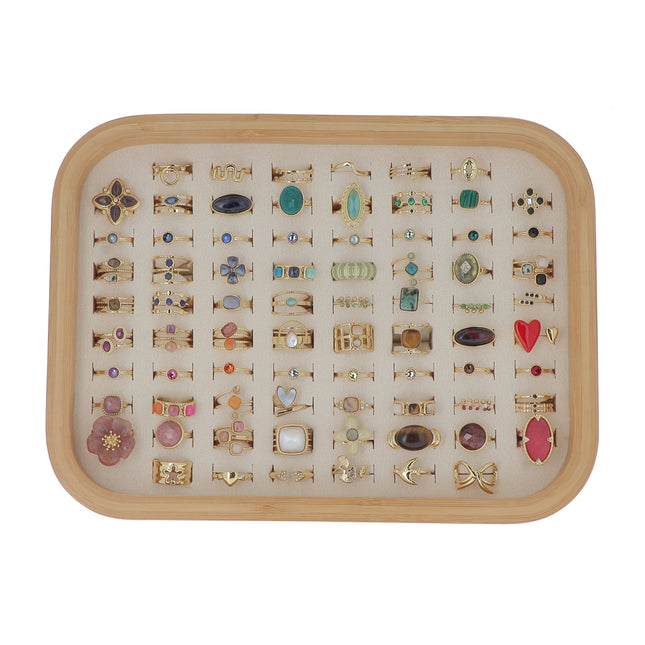 Kit de 76 bagues - doré multi - prix moyen de 4,90€/pc - Présentoir offert