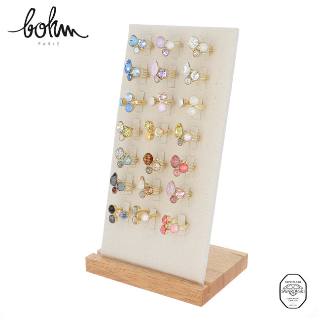 Kit de 21 bagues - cristaux Swarovski® - doré multi