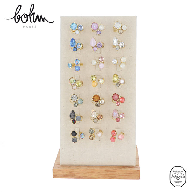 Kit de 21 bagues - cristaux Swarovski® - doré multi