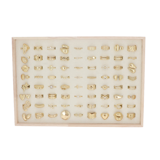 Kit de 72 bagues - doré - prix moyen de 4,20€/pc - Présentoir offert