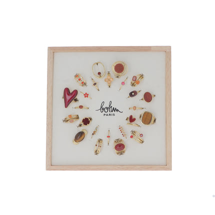 Kit de 24 bagues - doré rouge - présentoir offert
