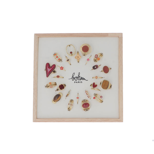 Kit de 24 bagues - doré rouge - présentoir offert