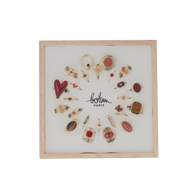 Kit de 24 bagues - doré rouge - présentoir offert