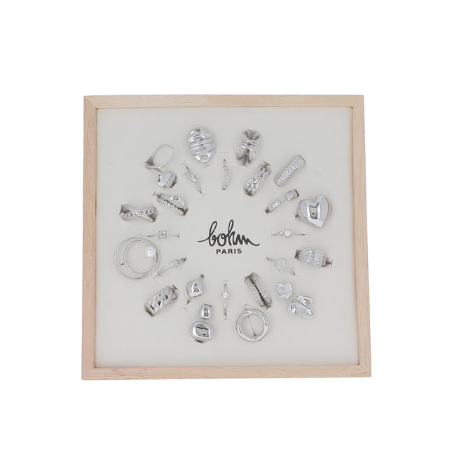 Kit de 24 bagues - rhodium - prix moyen de 4€/pc