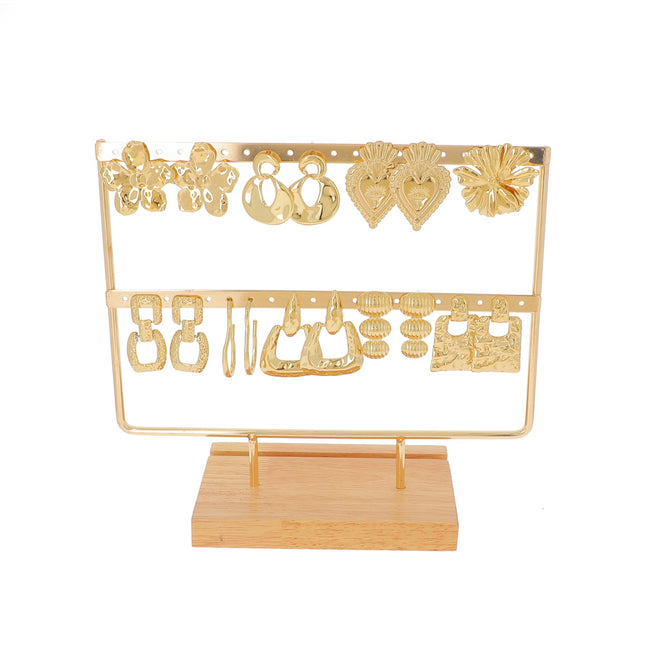 Kit de 18 (9+9) boucles d'oreilles - doré - prix moyen de 6,50€/pr - Présentoir offert