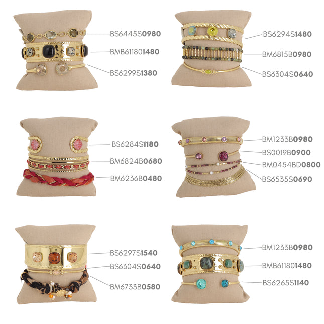 Kit de 19 bracelets en acier inoxydable - présentoir offert