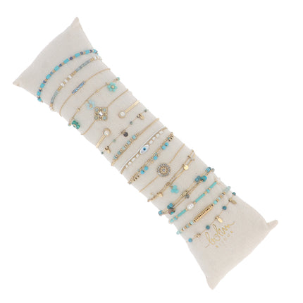 Kit de 16 bracelets - doré bleu - prix moyen de 5,40€/pc - Présentoir offert