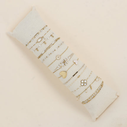 Kit de 13 bracelets - doré blanc - prix moyen de 5,30€/pc - présentoir offert