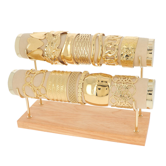 Kit de 13 manchettes - doré - prix moyen de 9,80€/pc - Présentoir offert