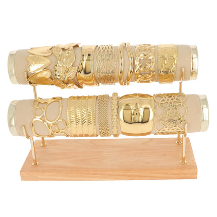 Kit de 13 manchettes - doré - prix moyen de 9,80€/pc - Présentoir offert