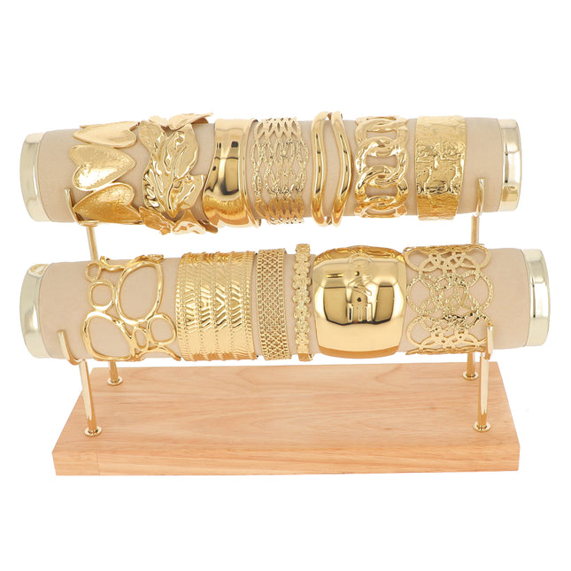 Kit de 13 manchettes - doré - prix moyen de 9,80€/pc - Présentoir offert