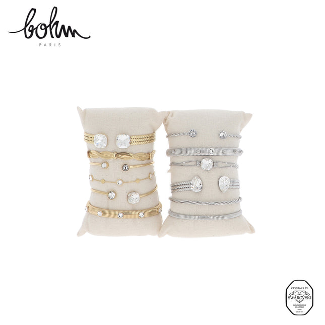 Kit de 12 bracelets - doré rhodium - présentoir offert
