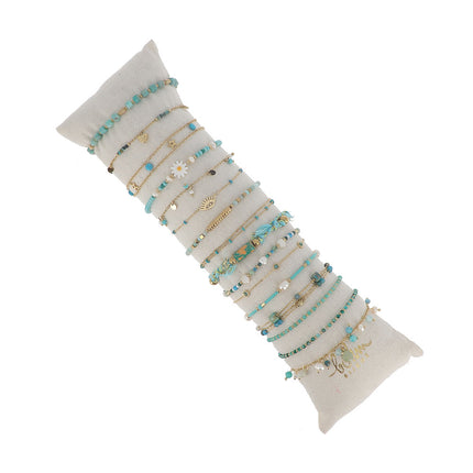 Kit de 16 bracelets - doré turquoise - prix moyen de 4,40€/pc