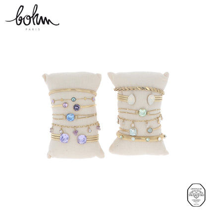 Kit de 12 bracelets - doré violet - présentoir offert