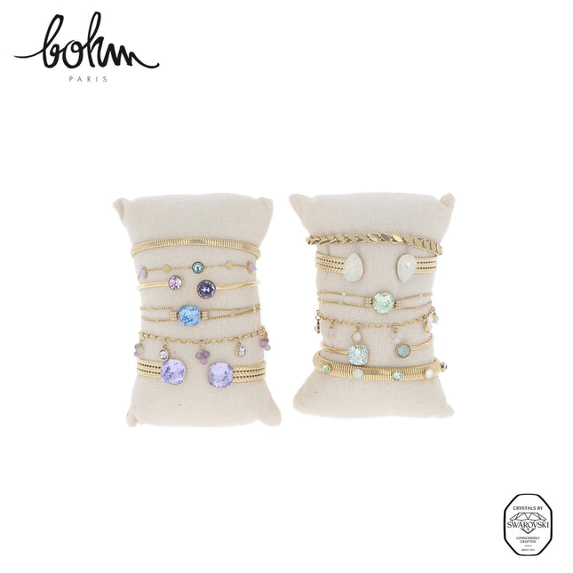 Kit de 12 bracelets - doré violet - présentoir offert