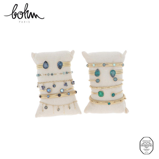 Kit de 12 bracelets - doré bleu - présentoir offert