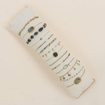 Kit de 14 bracelets - doré turquoise africaine - prix moyen de 5€/pc
