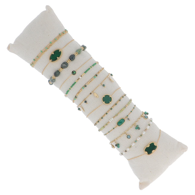 Kit de 14 bracelets en acier inoxydable - présentoir offert