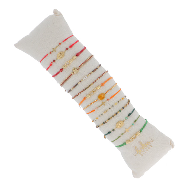 Set of 14 cord bracelets - multi gold