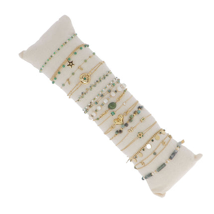 Kit de 17 bracelets - doré vert - prix moyen de 5,40€/pc - Présentoir offert