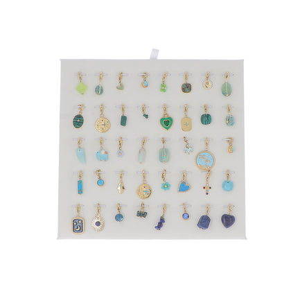 Kit de 40 charms en acier inoxydable - doré multicolor (bleu vert) - prix de 2,40€/pc
