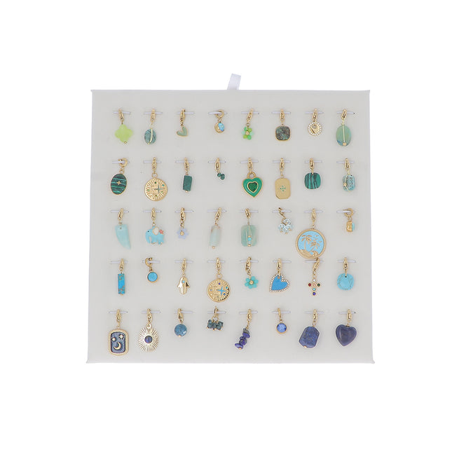 Kit de 40 charms en acier inoxydable - doré multicolor (bleu vert) - prix de 2,40€/pc