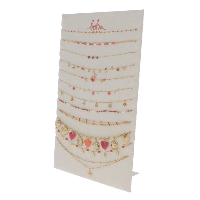 Kit de 24(12+12) colliers - doré rouge - prix moyen de 7,40€/pc - Présentoir offert