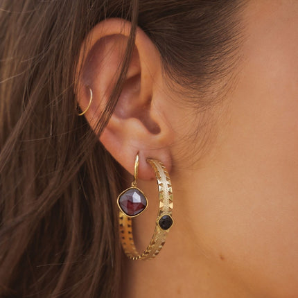 Léa Stone Hoop Earrings - 10mm natural stone