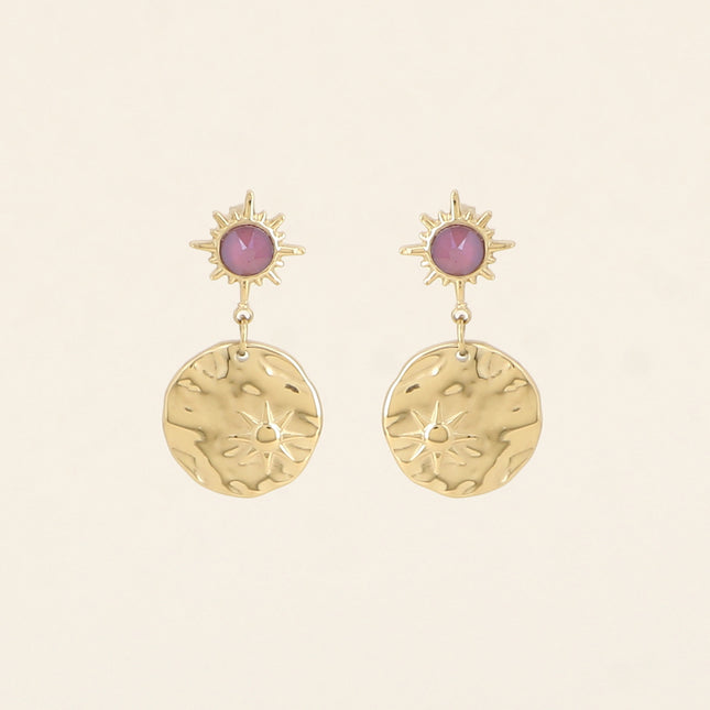 Boucles Melany - ornées de cristaux de Swarovski et d'une pampille ronde avec étoile