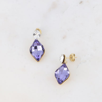 Boucles puces - cristaux Swarovski® ovale et losange