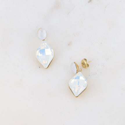 Boucles puces - cristaux Swarovski® ovale et losange