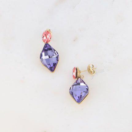 Boucles puces - cristaux Swarovski® ovale et losange