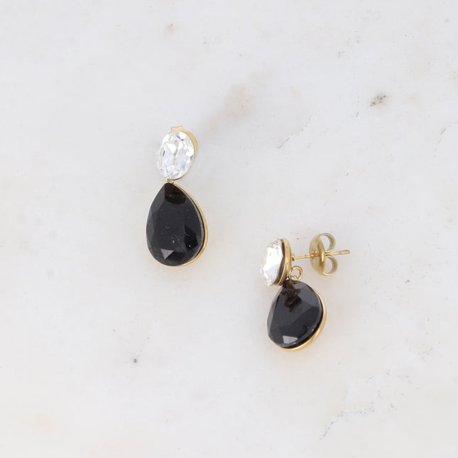 Boucles puces - cristaux Swarovski® ovale et goutte