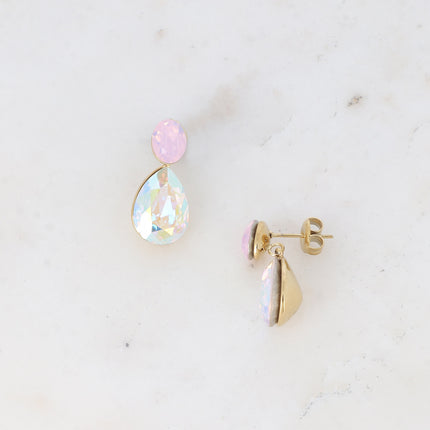 Boucles puces - cristaux Swarovski® ovale et goutte