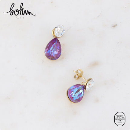 Boucles puces - cristaux Swarovski® ovale et goutte