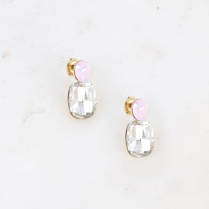 Boucles pendantes - 2 cristaux Swarovski® ovale et rectangle