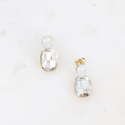 Boucles pendantes - 2 cristaux Swarovski® ovale et rectangle