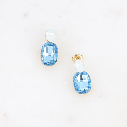 Boucles pendantes - 2 cristaux Swarovski® ovale et rectangle