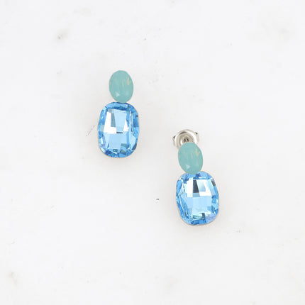 Boucles pendantes - 2 cristaux Swarovski® ovale et rectangle