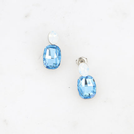 Boucles pendantes - 2 cristaux Swarovski® ovale et rectangle