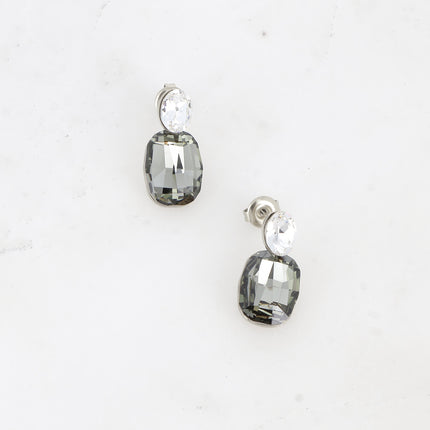 Boucles pendantes - 2 cristaux Swarovski® ovale et rectangle
