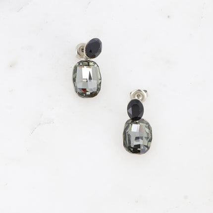 Boucles pendantes - 2 cristaux Swarovski® ovale et rectangle