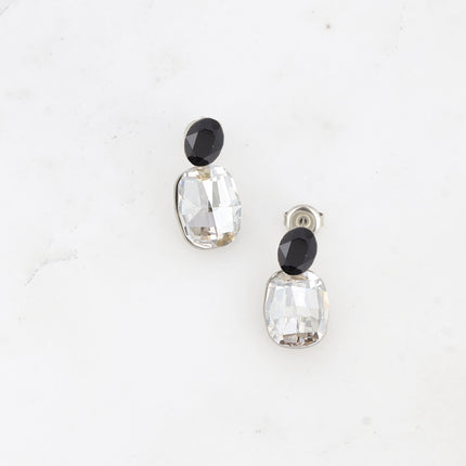 Boucles pendantes - 2 cristaux Swarovski® ovale et rectangle